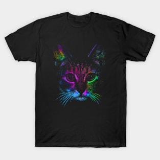 Colorful Cat Face T-Shirt